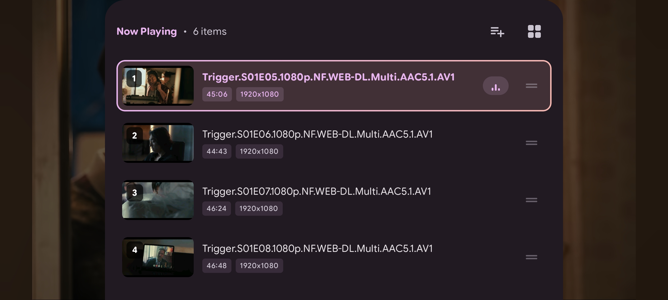 mpvRx visual playback queue